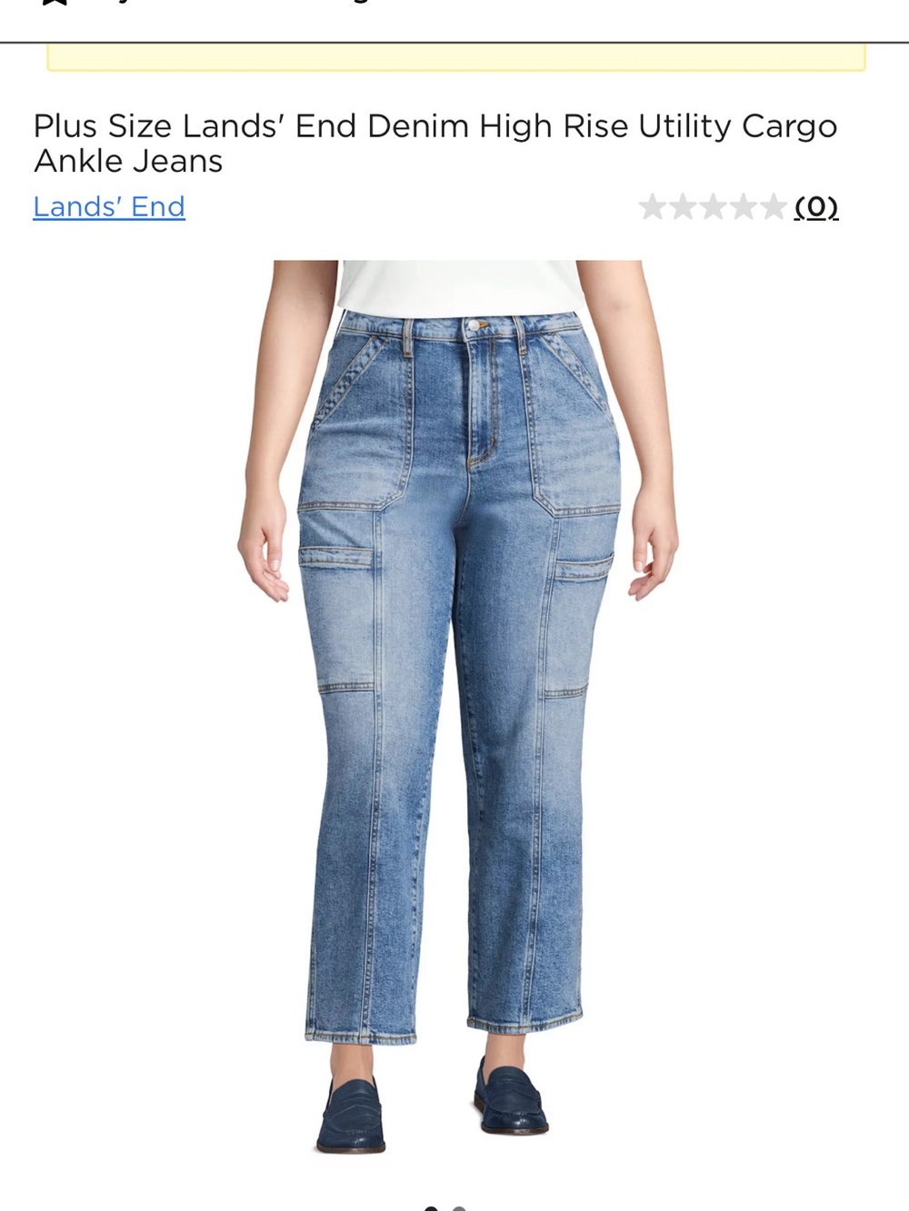 Lands' End Plus Size High-Rise Utility Cargo Ankle Jeans - Light Blue